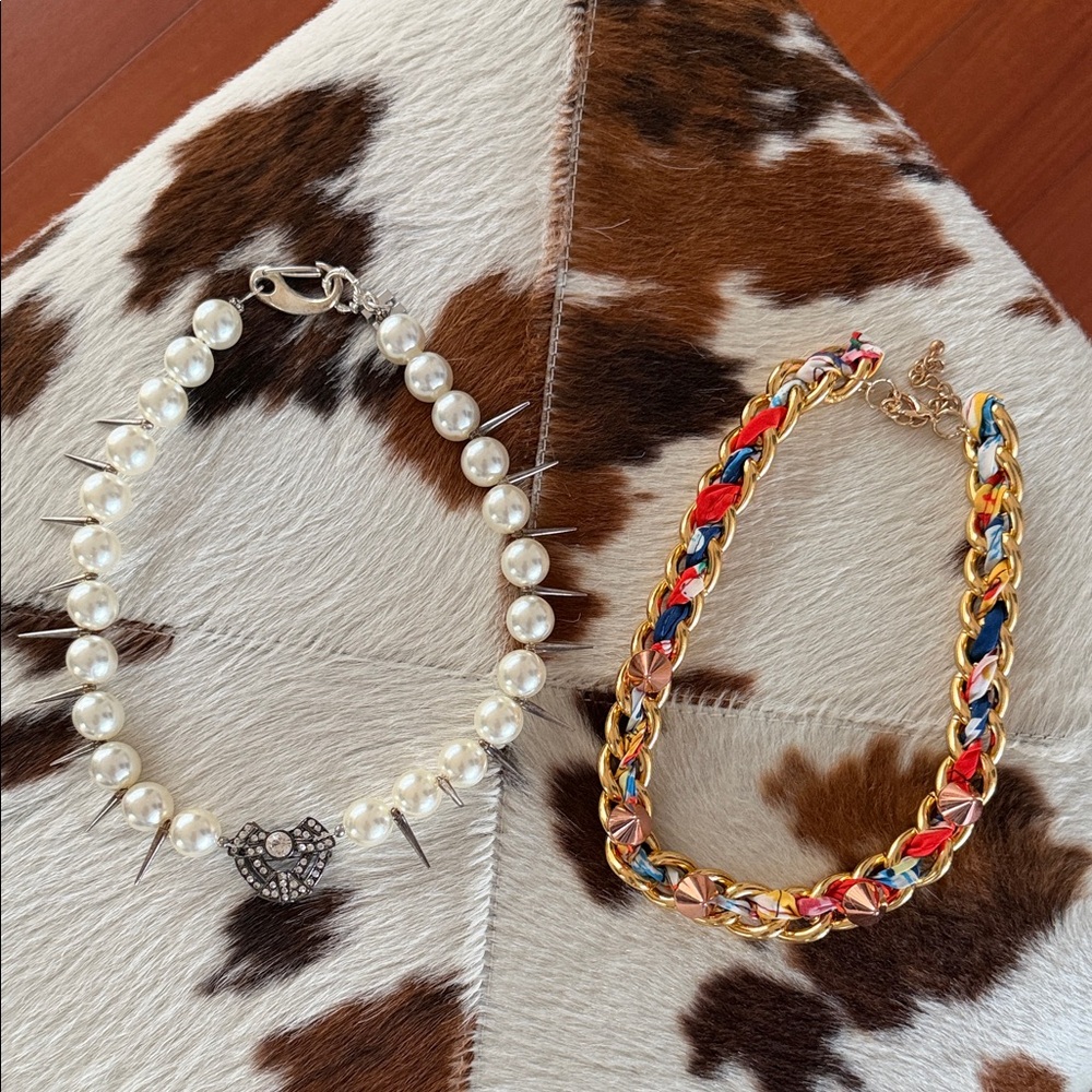 Pearl and Gold Chain Necklace Set